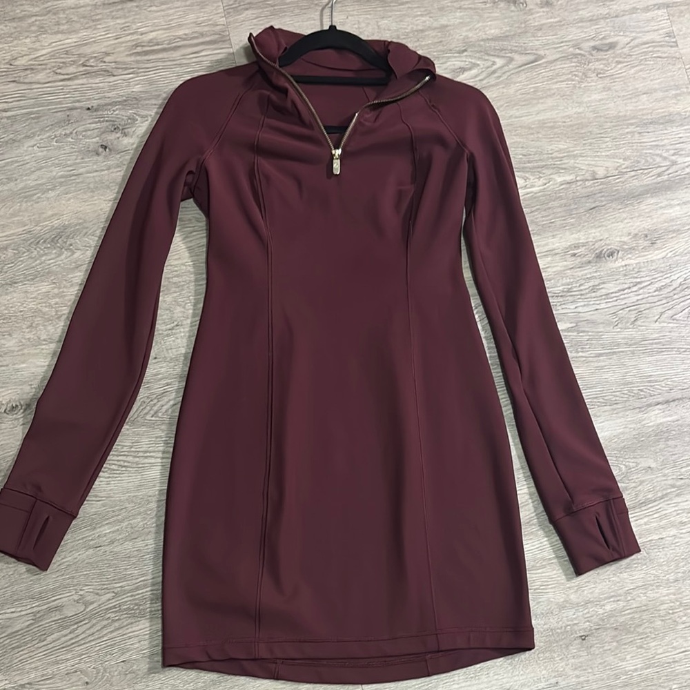 Lululemon Athletica Red Long Sleeve Bodycon Dress